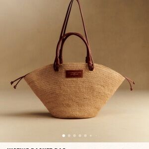 Sezane Natural Woven Tote Bag sold out color!